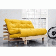 Canapé convertible futon ROOTS - Pin naturel jaune - Couchage 140x200 cm - Design japonais et scandinave_4