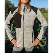 Veste de travail confort femme - M - Maille molletonnée chinée 100% gris clair - Renforts Softshell_4