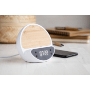 Réveil numérique chargeur sans fil intégré 15W - Boîtier ABS recyclé et bambou_4