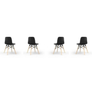 Lot de 4 chaises d'accueil NUT - Pieds bois naturel - Référence 8080 SR M_4