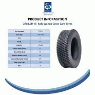 27x8.50-15 Pneu pour tondeuse à gazon 4 plis Multi Turf Grass P332A Wanda (Journey) 710kgs_4