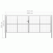Vidaxl porte de jardin acier galvanisé 415x200 cm argenté 144301_4