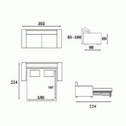 Canapé convertible Suède 140 cm - ouverture express, sommier à lattes Renatonisi, matelas 16 cm tweed jaune_4