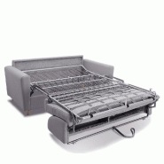 Canapé convertible express Mezzano - Matelas 16 cm - Sommier métal 140 cm - Tissu tweed gris clair - Design scandinave_4