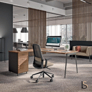 Bureau d'angle de manager avec caisson X3 - Officity - Anthracite, Noyer canaletto, 3 tiroirs, 160 x 180 cm_4