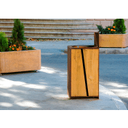 Poubelle publique TOR PA619 - bois de pin traité et structure en acier zingué avec seau intérieur en acier corten_4