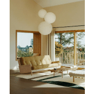 Canapé 3 places convertible Indie - Style scandinave - Futon beige blé - Couchage 130x190 cm - Marque KARUP_4