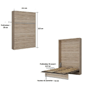 Armoire lit escamotable BERMUDES - structure chêne - façade gris - couchage 140x200 cm - ouverture assistée_4