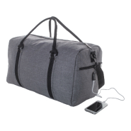 Sac de sport - compartiments avec fermeture éclair - bandoulière - prise USB intégrée - Polyester 600D - gris cendré_4