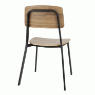 Chaises Beaufort en bois noyer et acier noir - Empilables - Lot de 2 - FU524 | Bolero_4