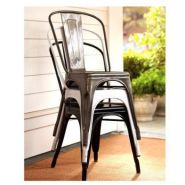 Chaise de restaurant vintage - structure acier et assise bois d'orme massif - usage intérieur/extérieur_4