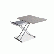 Table basse relevable extensible Trendy - Chêne gris/mélaminé, pied chromé - Dimensions 110 x 70/140 cm_4