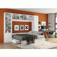 Lit escamotable VERTIGO SOFA blanc brillant - Canapé anthracite - Couchage 160x200 cm - Avec colonnes de rangement_4