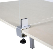 Séparateur central pour bureau/table transparent H 55 x L 90 cm - Plexiglass 4 mm - Fixation étau médian - Réf : 490763_4