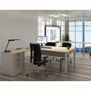 Bureau compact  ECO avec caisson - Mobel Linea. - Argent Ral 9006, 180, Blanc, Gauche_0