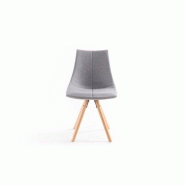 Lot de 2 chaises Sylvain en tissu gris - pieds en hêtre naturel - design chic et confortable_4
