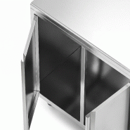 Meuble inox pour machine à café - 800 x 600 mm - Étagère réglable - 2 compartiments_4