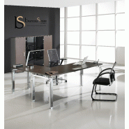 Bureau d'angle K4 avec piètement chromé - Mobel Linea - 180, Chêne moyen , Droite_4