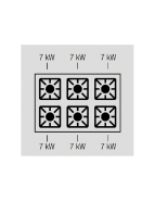 Fourneau 6 feux gaz - 7 kW sur four gaz GN 2/1 et placard - Acier inoxydable, brûleurs en fonte - MBM - DOMINA PRO 700_4