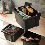 Boîte de rangement en polypropylène noir - 16L - Superposable - Sans couvercle_4