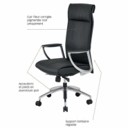 Fauteuil président STANLEY - cuir noir - mécanisme synchrone - neuf - soutien lombaire personnalisé_4