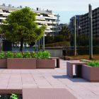 Jardinière Espace en béton avec banc intégré - Blanc / Gris / Ocre / Finition petra 1_4