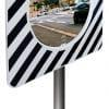 Miroir de rue règlementaire en agglomération - incassable Vialux® avec cadre rayé noir et blanc - distances d'observation 8, 10 et 15m_4