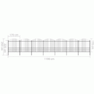 Vidaxl clôture de jardin à dessus en lance acier (1,75-2)x11,9 m noir 277754_4