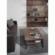 Table basse relevable en noyer Brighton 2 - piètement noir - 110x70 cm avec rangement intégré_4