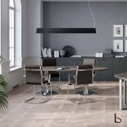 Table de réunion ovale avec pieds chromés- Quadrifoglio. - 240, Noyer canaletto_4