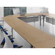 Table de réunion GLIDER - opératif avec brosse passe-câbles - design italien, structure solide en acier et finitions variées_4