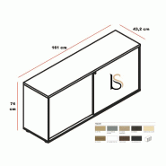 Armoire hauteur bureau avec portes coulissantes - MDD - Gris, Avec socle de finition_4