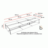 Bureau bench 6 personnes X3 - Officity - Blanc 9010, 420, Béton_5