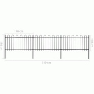 Vidaxl clôture de jardin avec dessus en cerceau acier 5,1 x 1 m noir 277658_4