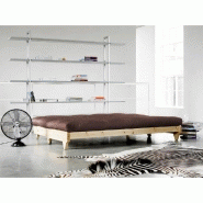 Banquette convertible Fresh en pin - Coloris brown - Couchage 140x200 cm - Avec matelas futon capitonné_4