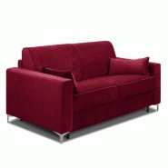 Canapé convertible express JACKSON 140cm - Sommier à lattes - Tête de lit intégrée - Polyuréthane rouge - Matelas 16 cm_4