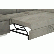 Canapé d'angle convertible droite avec coffre de rangement - tissu façon nubuck gris - méridienne droite - couchage 140x200 cm_4