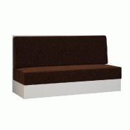 Composition lit escamotable Dynamo Sofa - Façade blanc brillant effet miroir - Canapé marron 3 places - Couchage 160x200 cm - Dimensions 371x100 cm_4