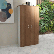 Armoire haute 197 cm avec portes battantes - Mobel Linea - 100, Acacia foncé_4