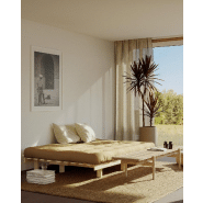 Banquette convertible futon Lean Pin - Coloris beige blé - Couchage 130 x 190 cm - Structure pin massif_4