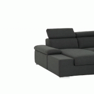 Canapé d'angle convertible panoramique angle droit Panama - tissu gris anthracite avec méridienne réversible et lit gigogne 140x200 cm_4