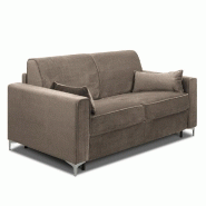 Canapé convertible express Jackson 160cm - Sommier lattes bois - Cuir vachette taupe clair - Matelas 16 cm_4
