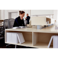 Bureau open space moderne avec surfaces coulissantes et trappes rabattables - Teknion - Interpret_4