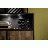 Buffet haut HALTON - 2 tiroirs, 3 portes, 1 niche avec LED - décor chêne gris cosmos_4