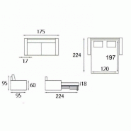 Canapé-lit 2-3 places MASTER convertible express 120 cm en cuir parme - Matelas 18 cm inclus_4