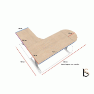 Bureau convivial Tono avec retour et ½ lune - Mobel Linea - Acacia clair, Droite_4