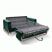 Canapé express Calypso convertible 3-4 places - Matelas 16cm - Pieds dorés - Velours vert - Fabrication italienne_4