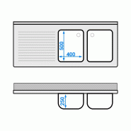 Plonge Inox 2 bacs avec passage lave-vaisselle - P 700 - GGM -_4