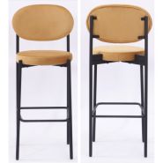 Chaise confortable en velours jaune avec structure en métal noir