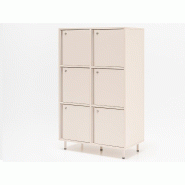 Meuble vestiaires 6 ou 8 cases - MDD - Beige, A clé, 2 x 3 cases, Petits pieds avec vérins_4